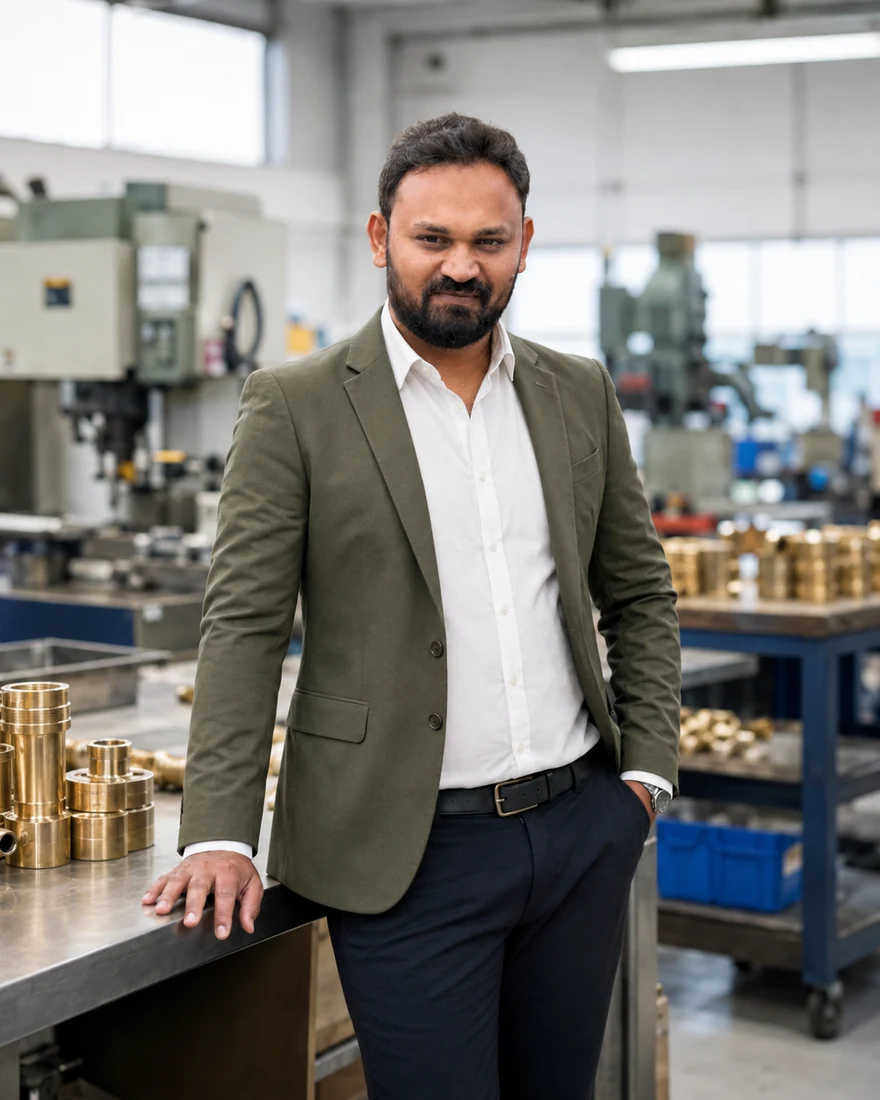 Mr. Piyush Dangariya - Director, Madhuram Overseas, on the shop floor in Jamnagar